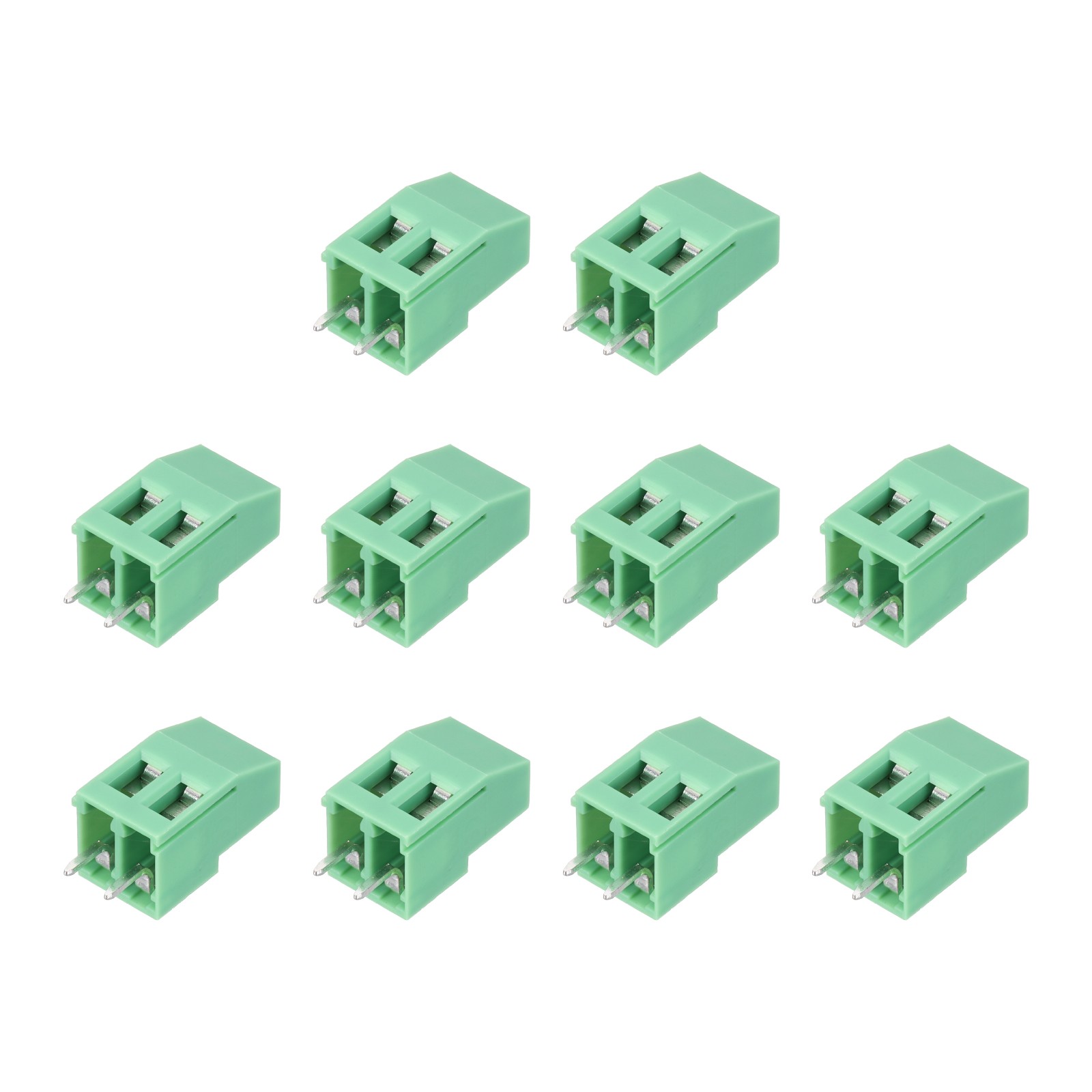 10 Pack 2 Pin PCB Mount Screw Terminal 5mm 0.2 Inch Pitch,Green