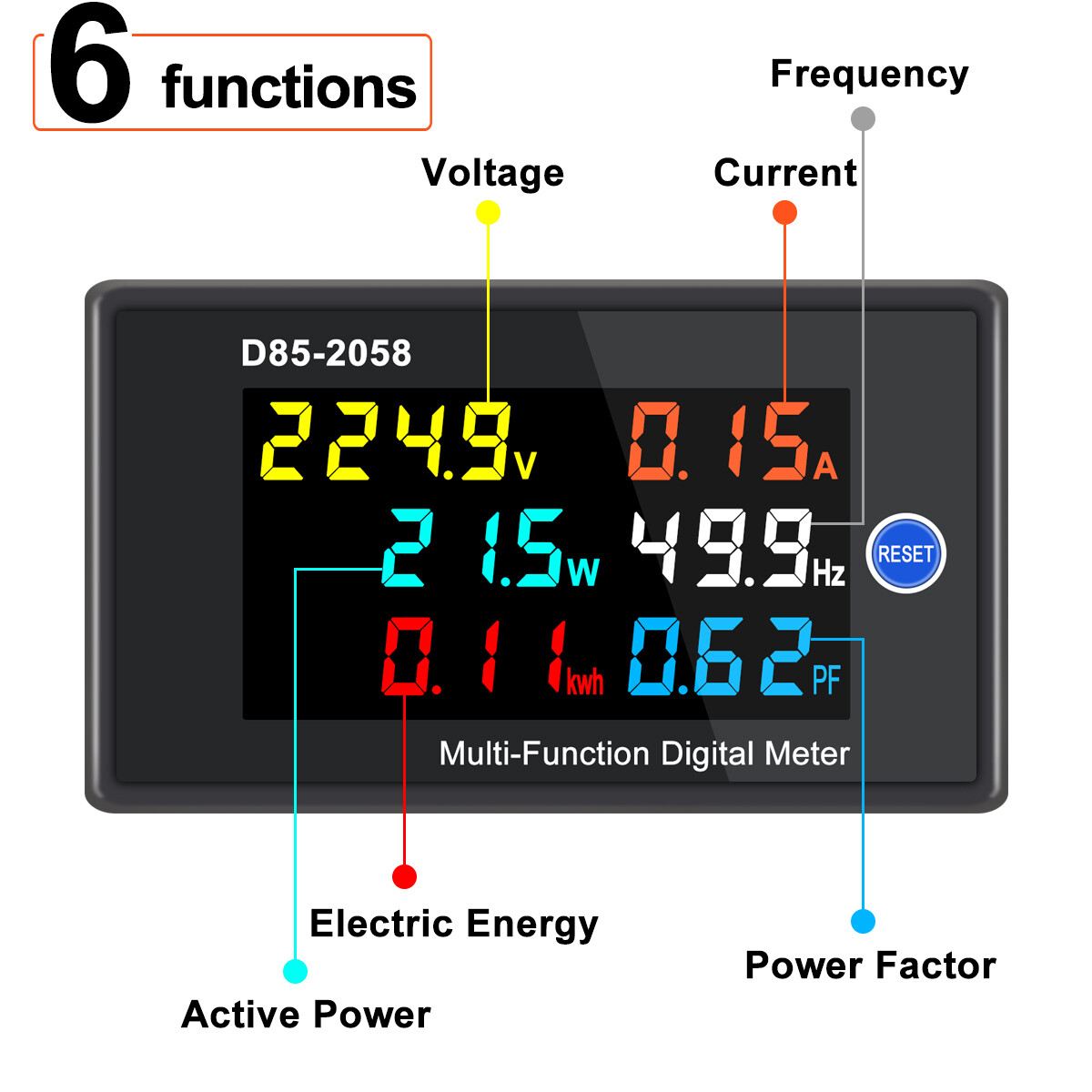 Digital LCD Voltage Current Energy Power Panel Meter AC 40-300V 100A Voltmeter