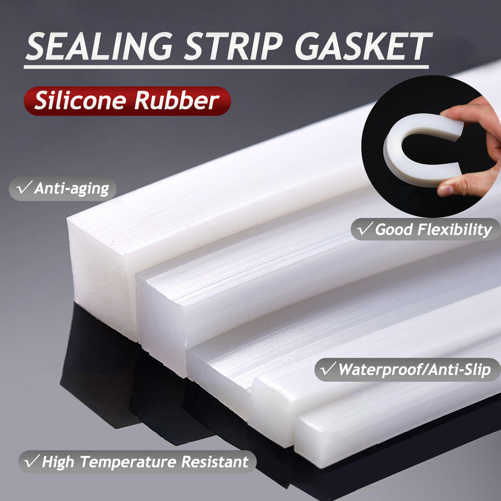 Solid Square Silicone Rubber Strip Sealing Gasket High Temp 4x4mm~30x30mm