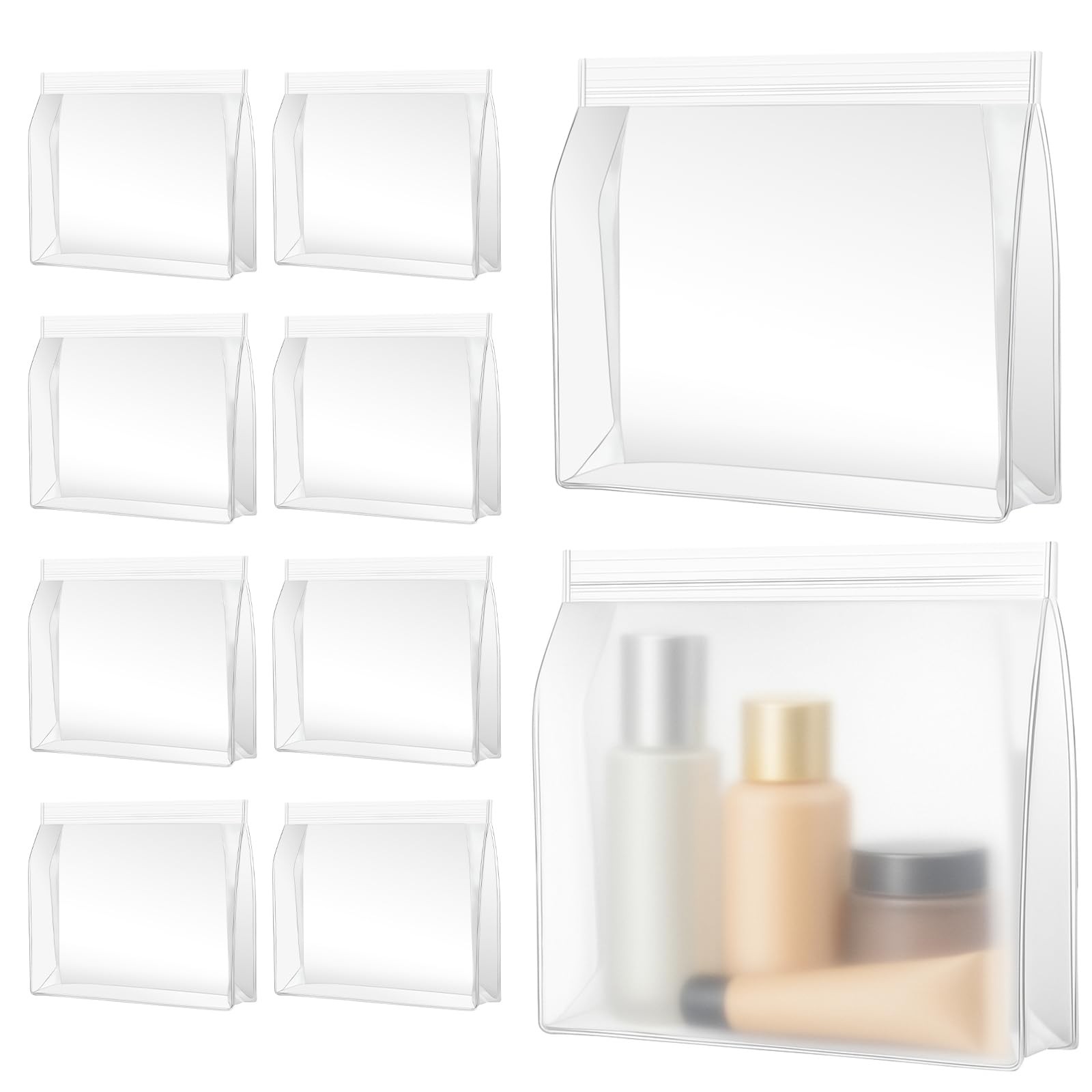 30 Pack Mini Clear Makeup Bag Organizer Cosmetic Zipper Pouch TSA Frosted