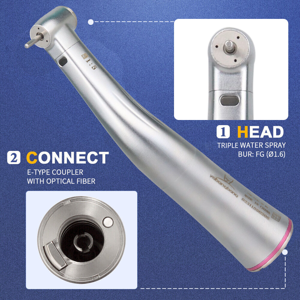 Dental 1:5/ 1:4.2/ 20:1/ 1:1 LED Fiber Optic Contra Angle fit NSK Electric Motor