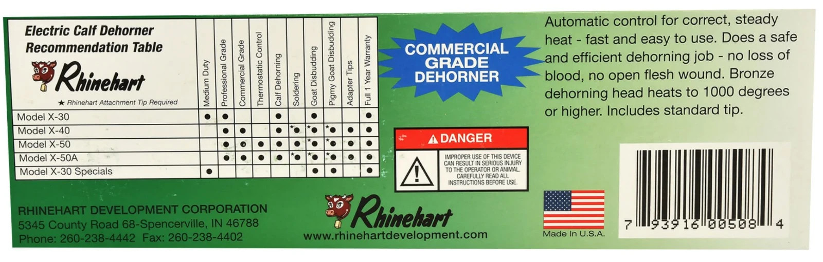 Rhinehart X-50A Electric Calf Dehorners & Adaptor Tips for Cattle, Goats & Lambs