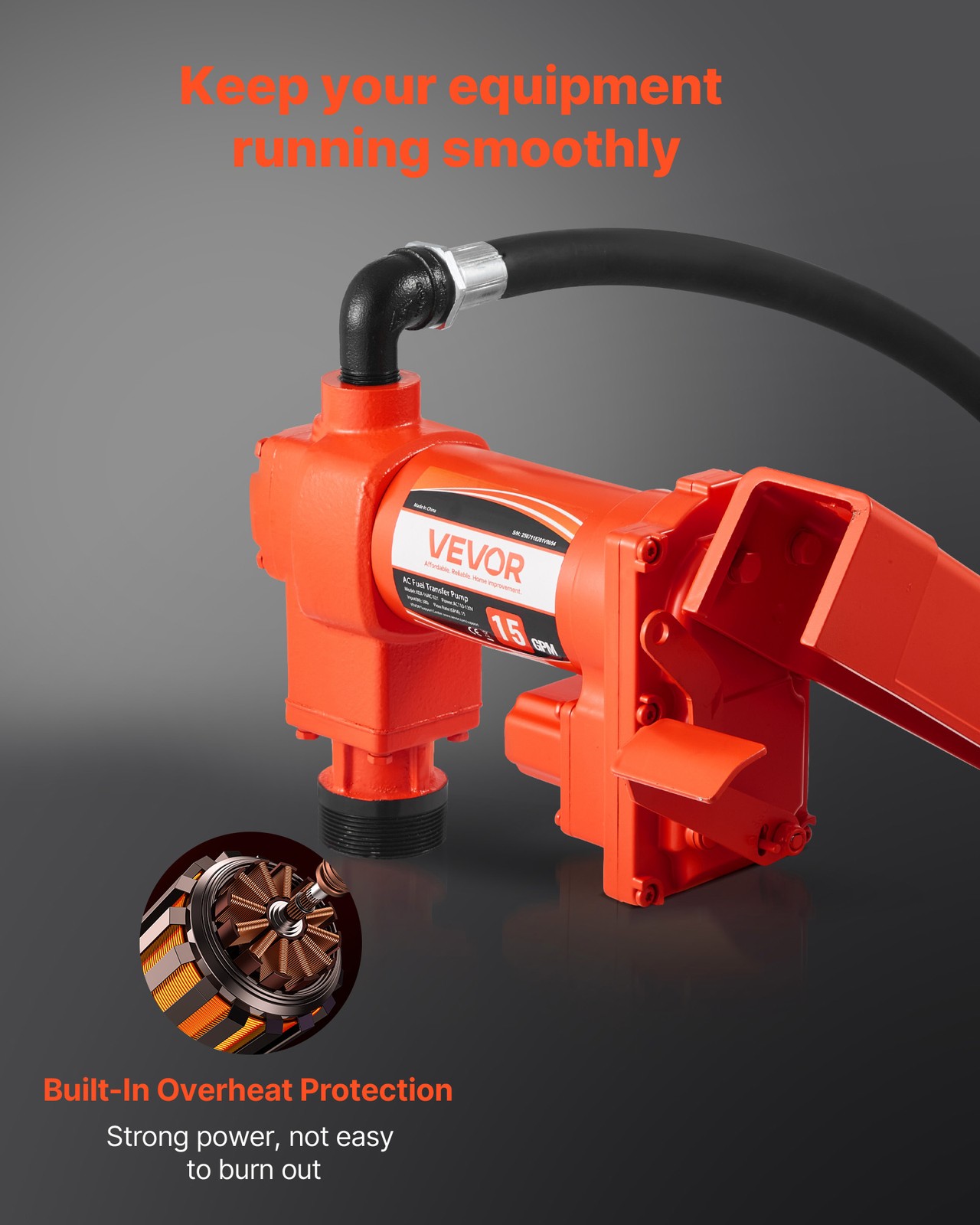 Uimoso Electric Fuel Transfer Pump 110V for Diesel, Oil, and Kerosene, 15 GPM