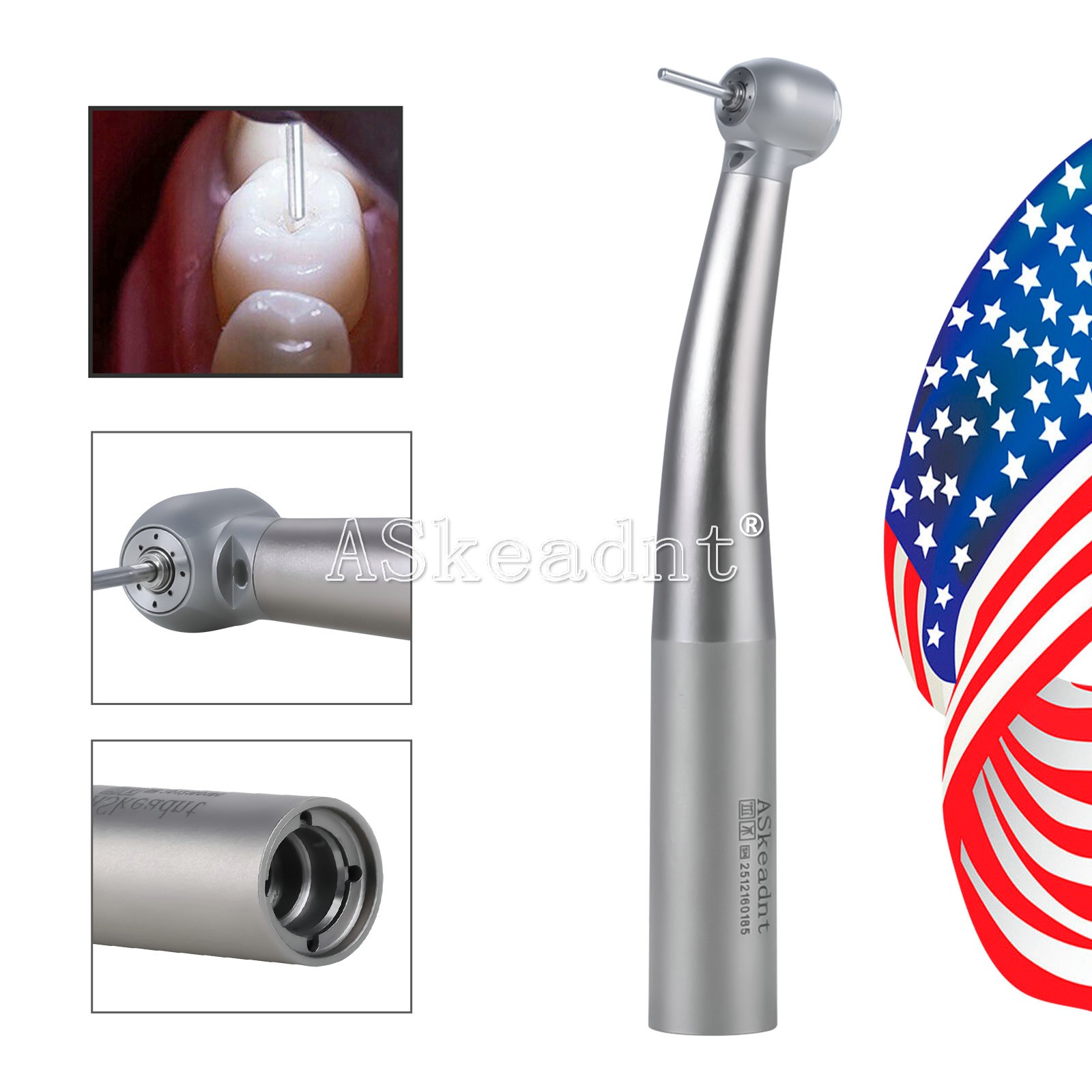 Dental High Speed Fiber Optic LED Handpiece Four Spray fit KV MULTIflex Coupling