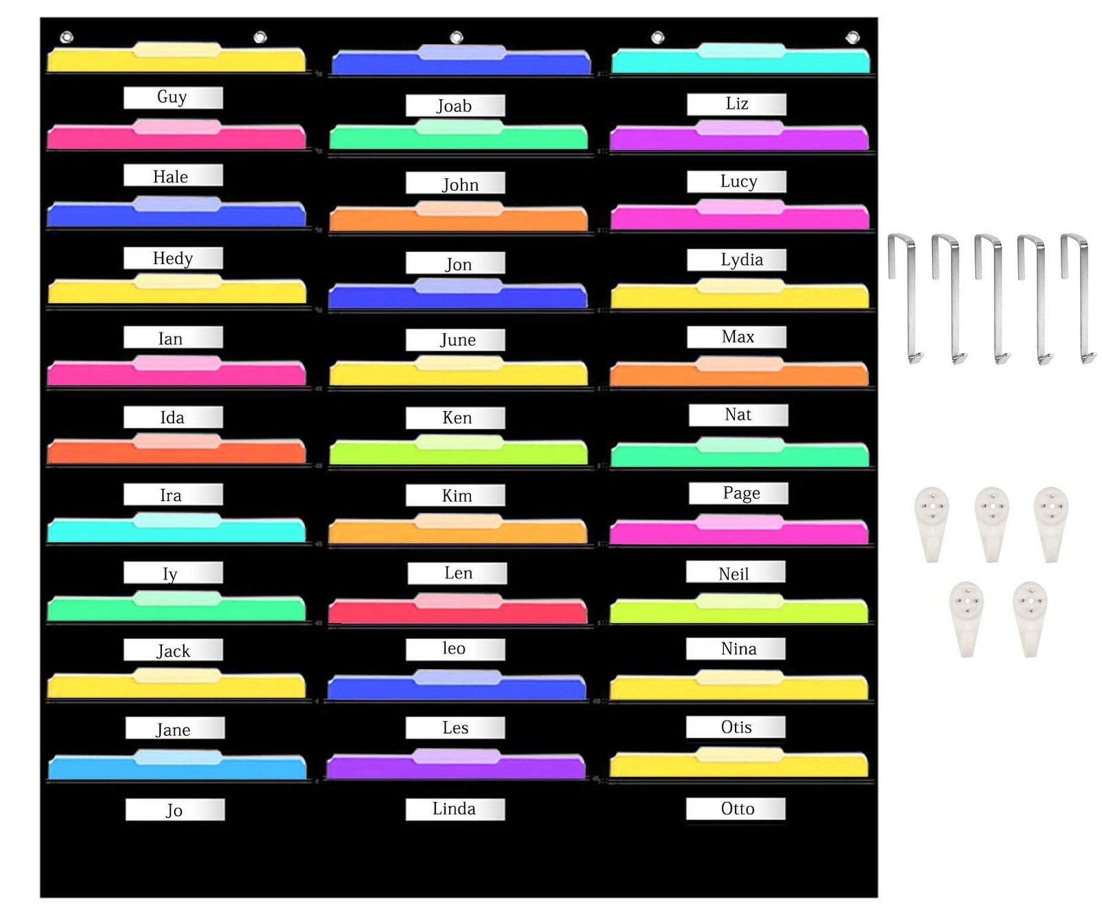 Hanging File Holder Organizer Rack, 30 Pocket File Folder Black, Wall Mount, …