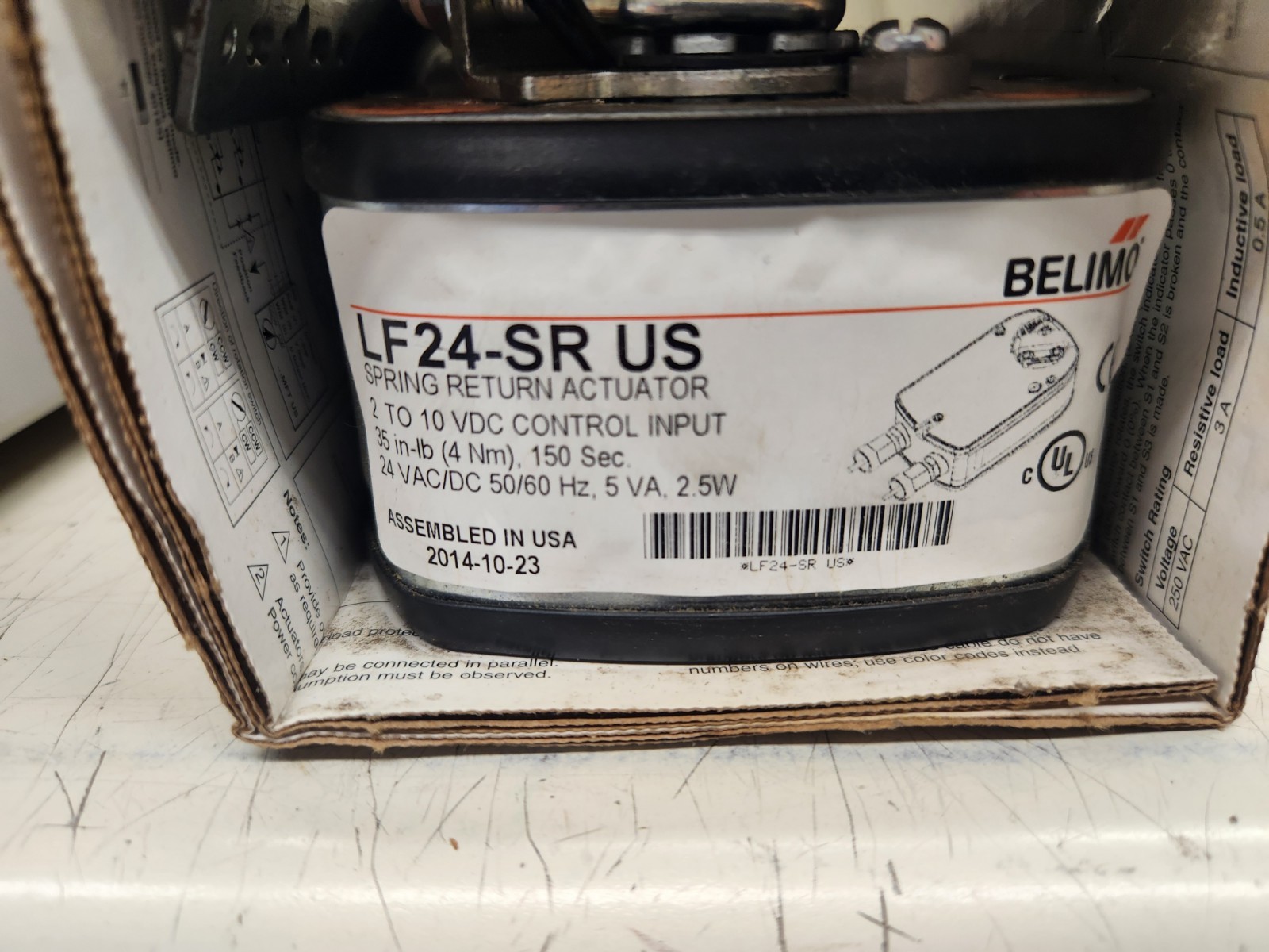 BELIMO LF24-SR US Spring Return Damper Actuator A/DC 24V 50/60Hz 5.0VA 2.5W