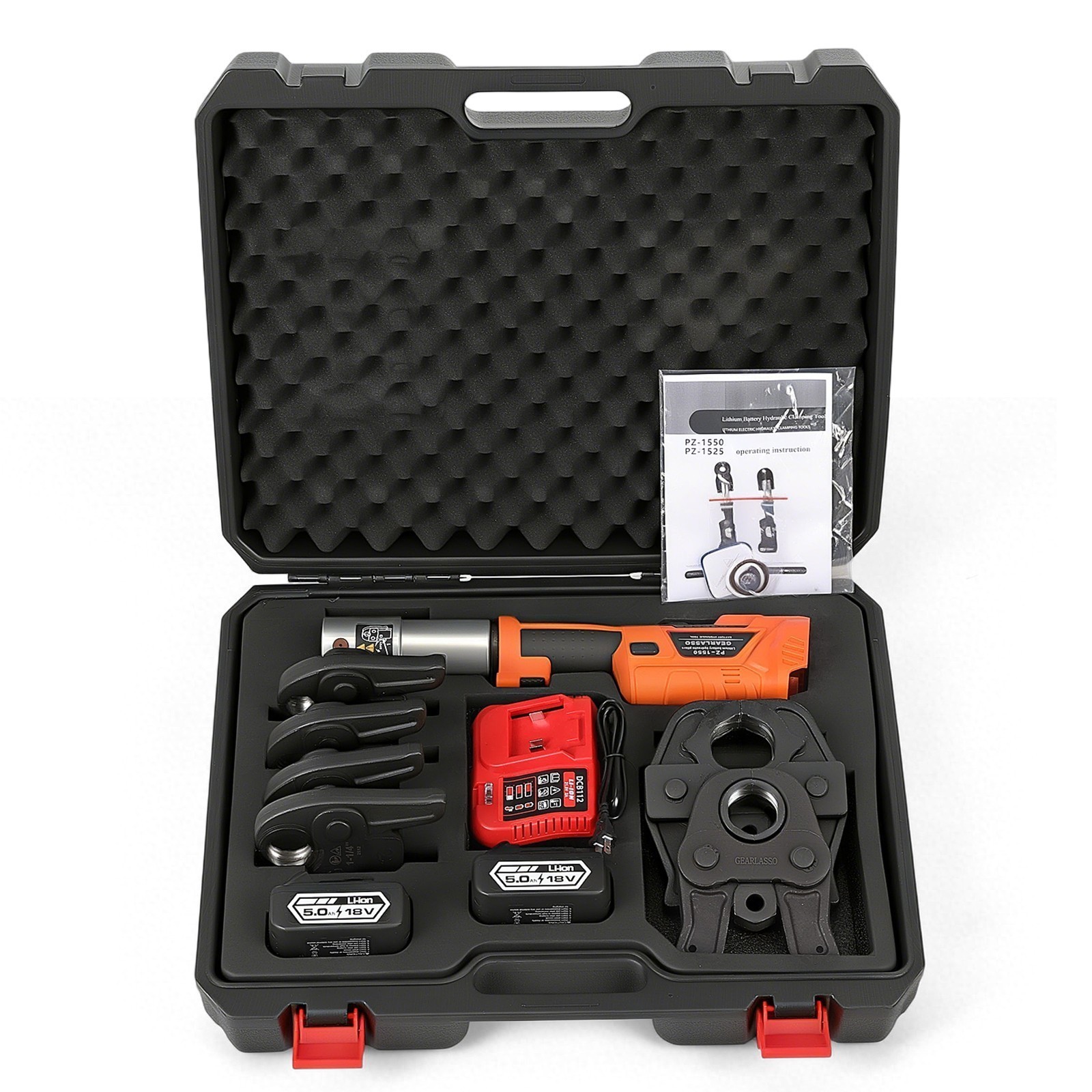 1/2″-2″ Pro Press Tool Pipe Crimping Kit w/ 6 Jaws DC18V Press Tool Battery Kit