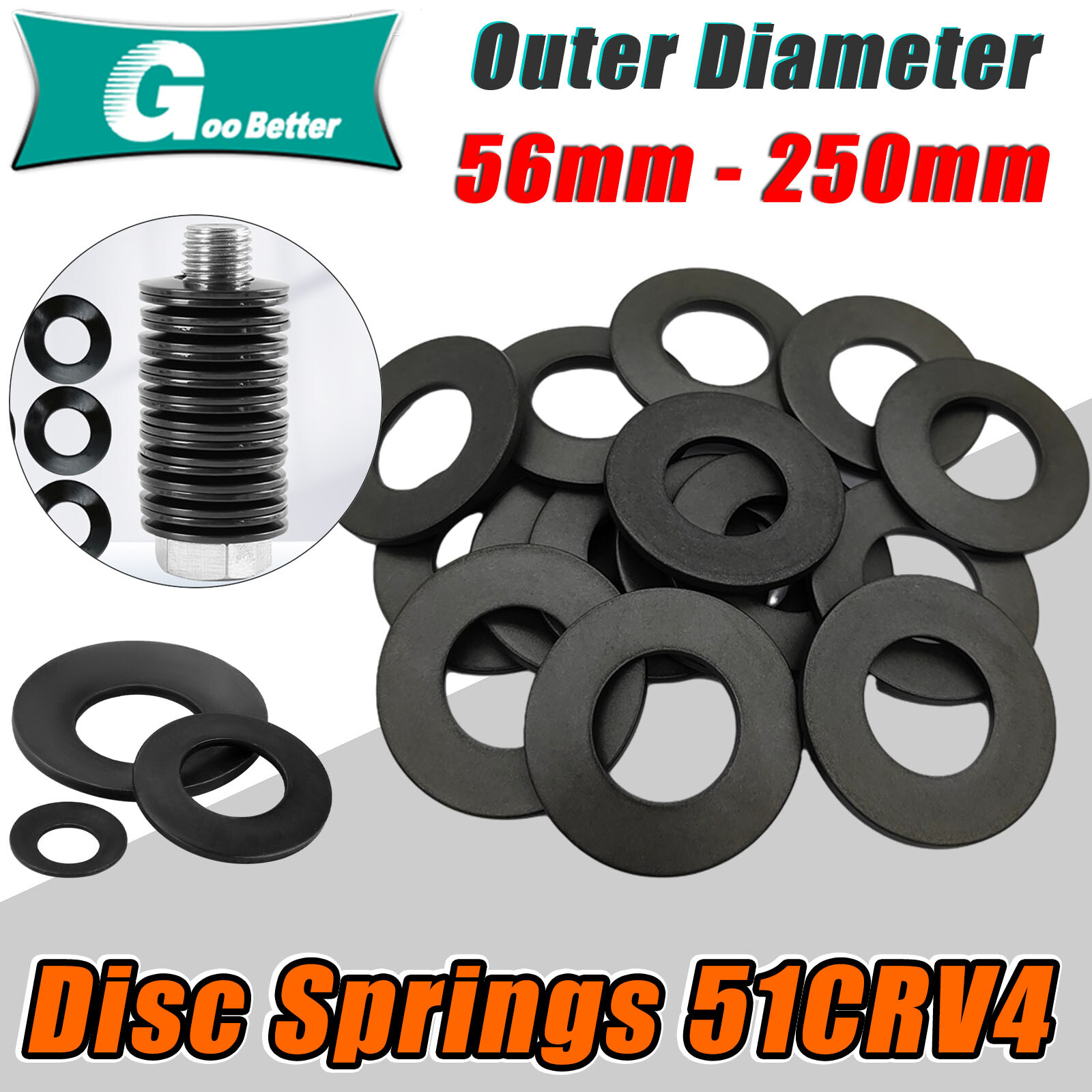 Belleville Spring Compression Washer Disc Springs ID 56mm – 250mm Various Sizes