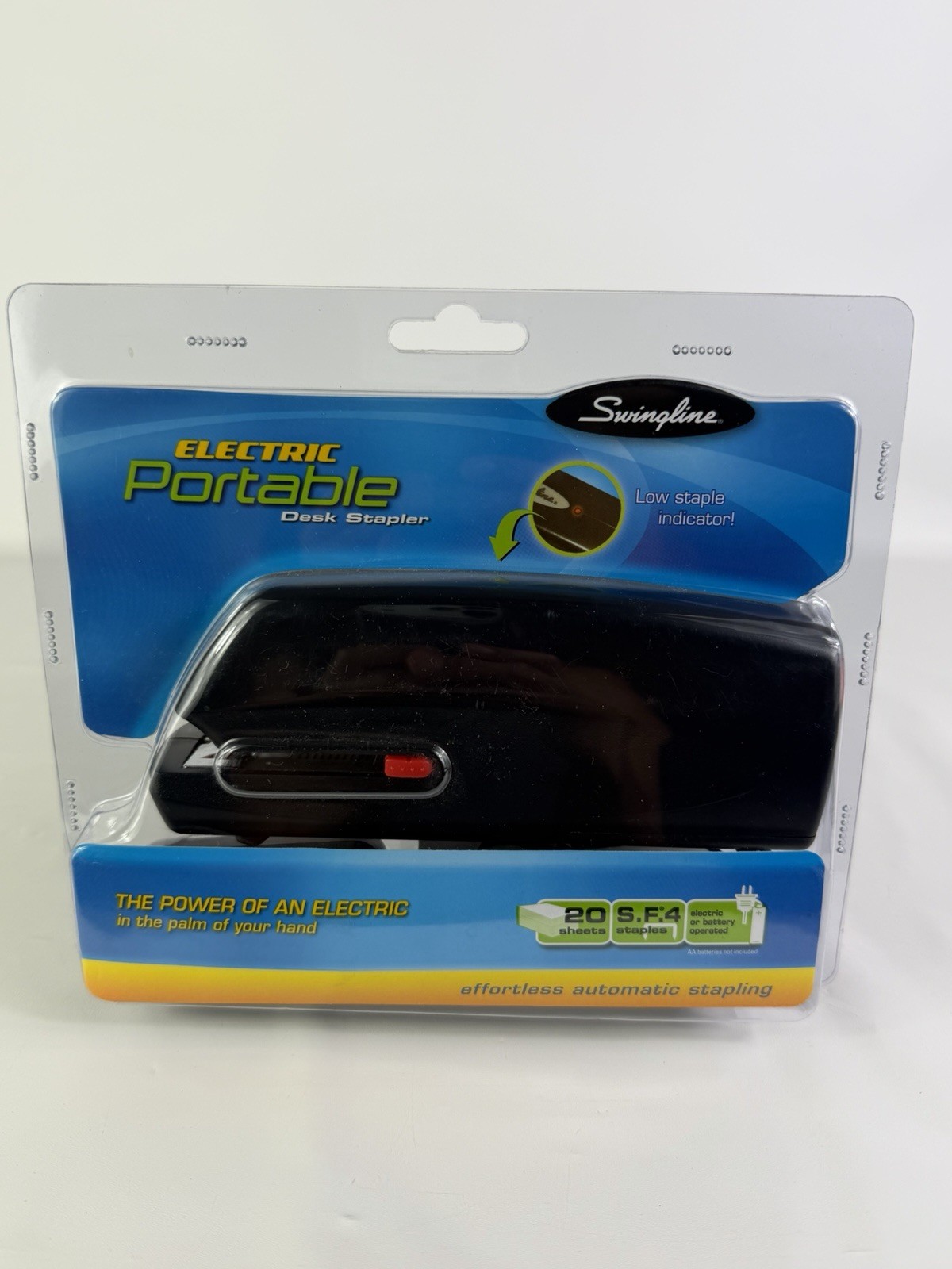 Swingline Electric Portable Desk Stapler, 20-Sheet Capacity, Battery or AC Power