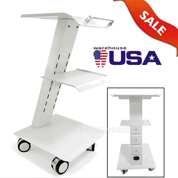 Dental Mobile Trolley Cart Built-in Socket Medical 3 Layers Double Castors Tool