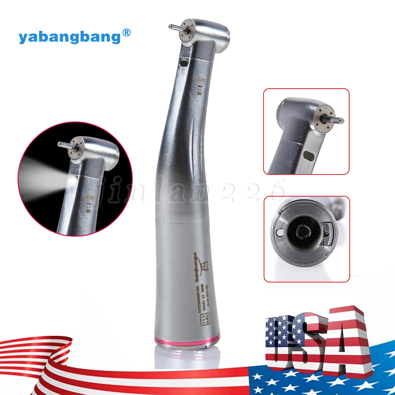 Dental Electric Handpiece 1:5 Contra Angle Fiber Optic High Speed f/NSK Bien-Air