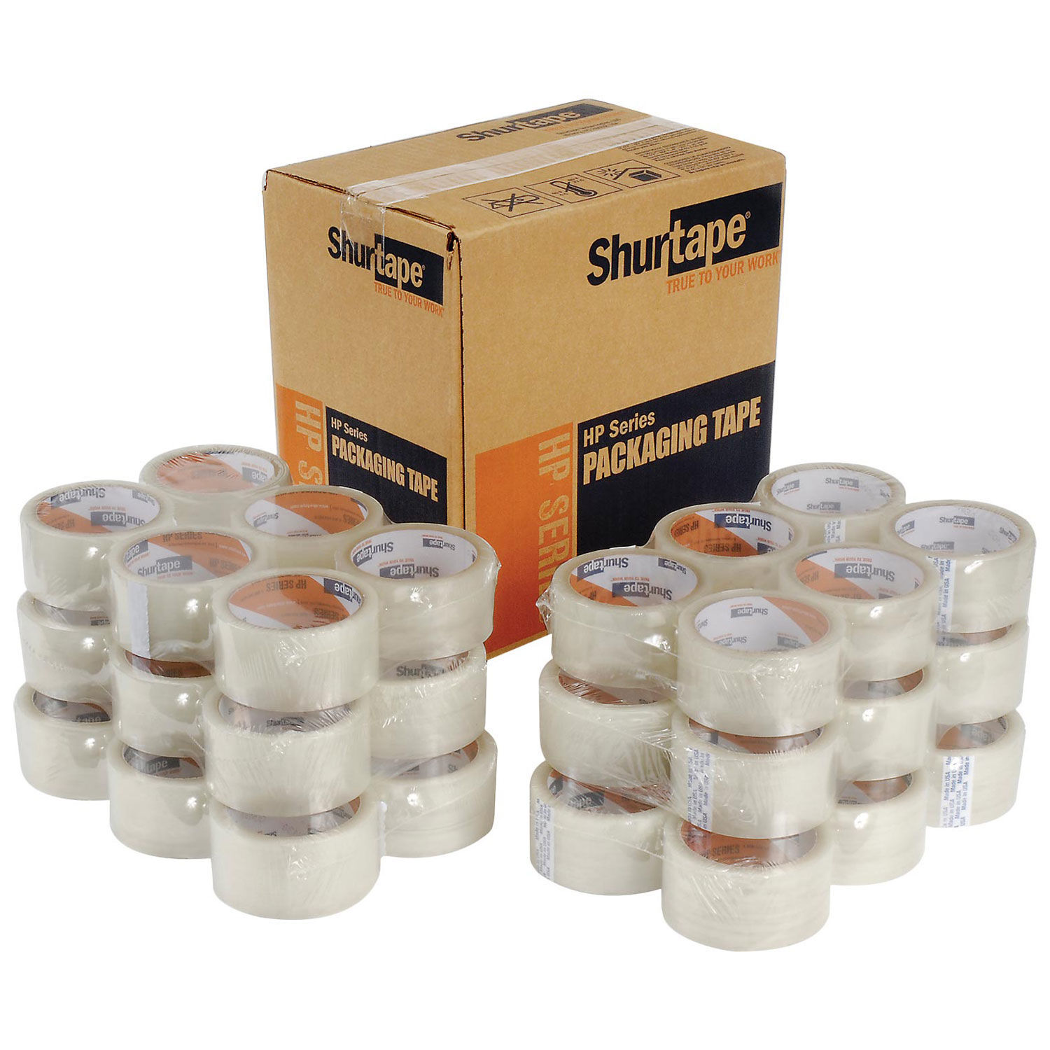 Shurtape HP 100 Carton Sealing Tape 1.6 Mil 2″ x 50 Yds Clear Lot of 36