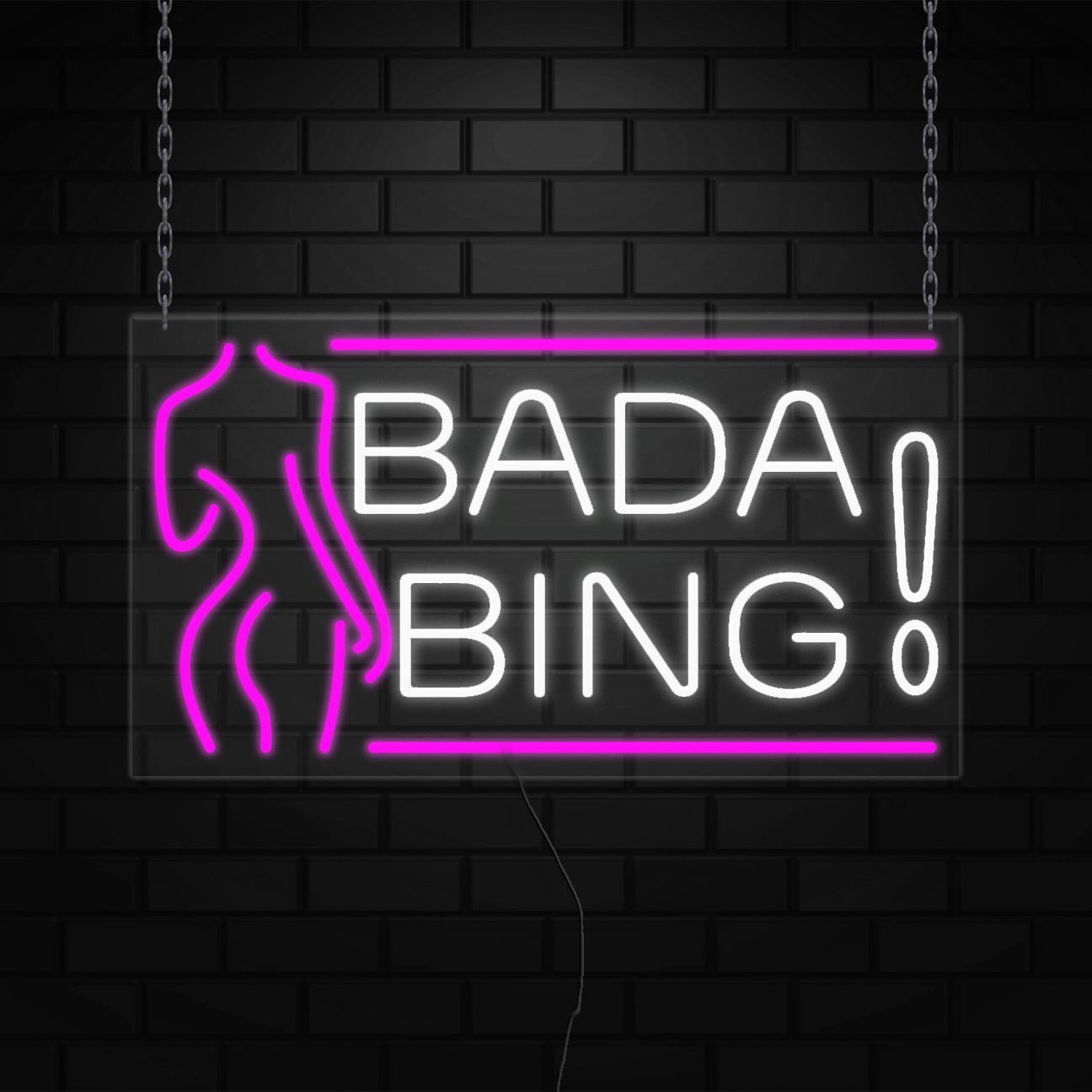 Bada Bing! Sign for Business Displays | LED Flex Neon | 37″W x 20″H x 1″D