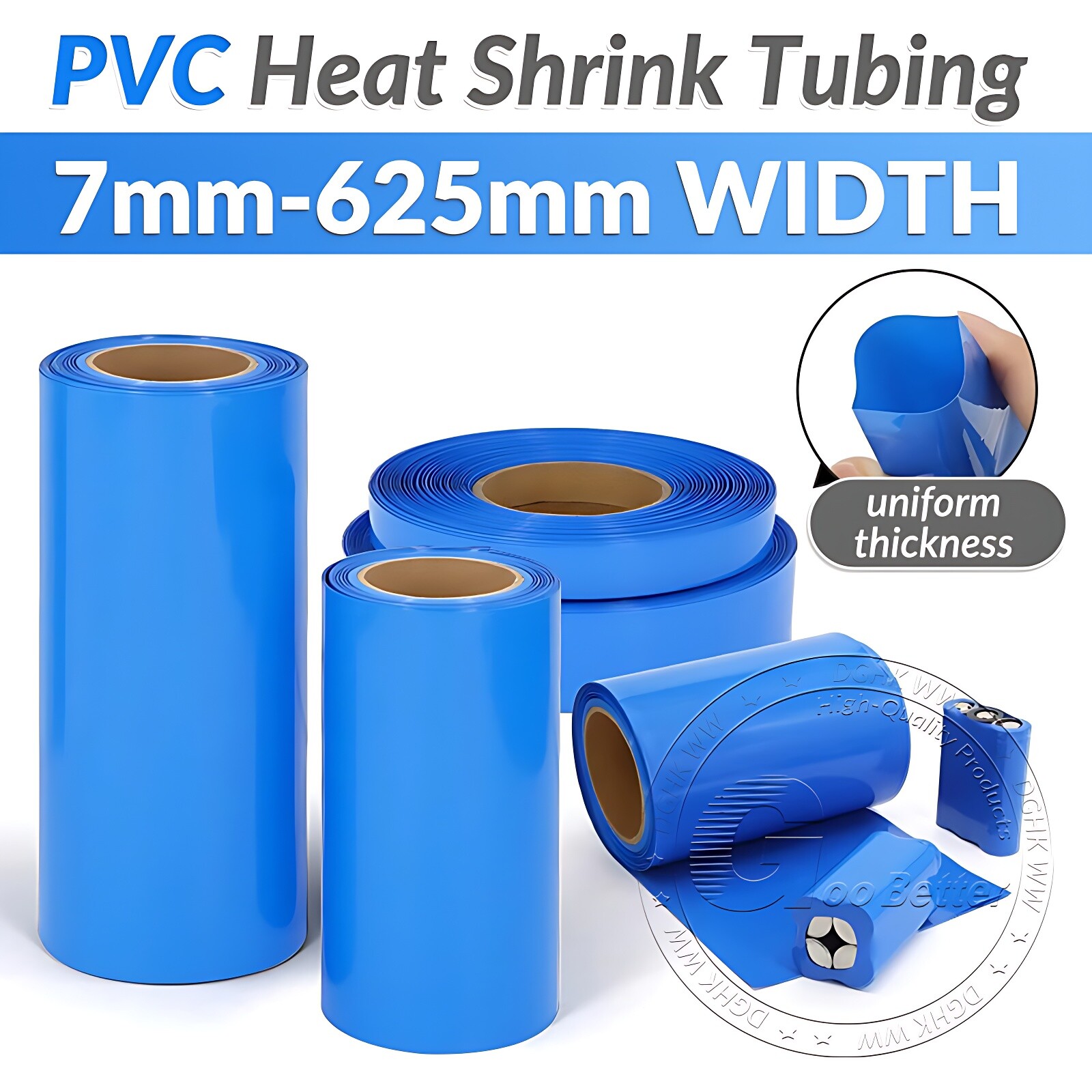 PVC Heat Shrink Tubing Wrap RC Battery Pack 7mm-625mm Wide LiPO NiMH NiCd Blue