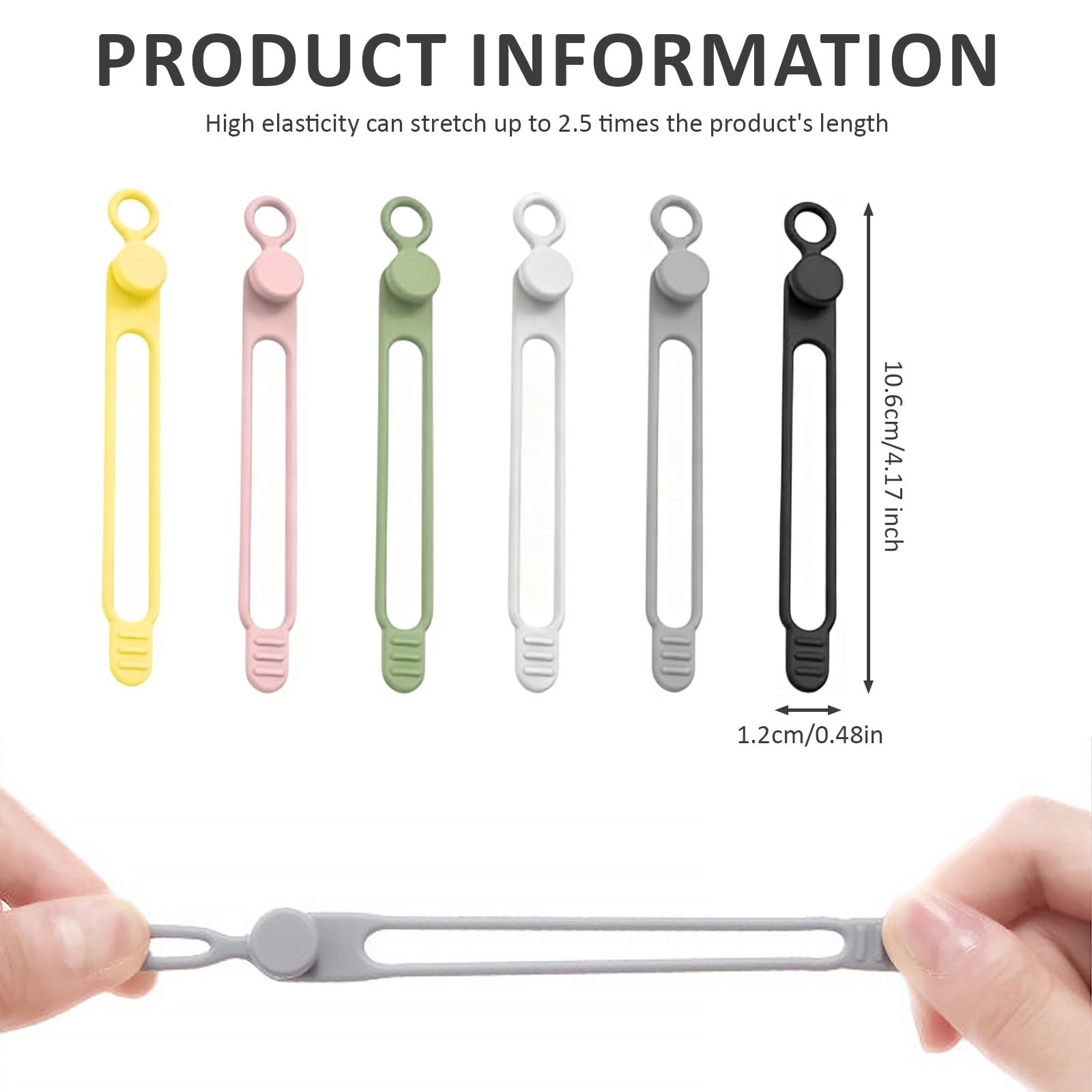 Shuielai Silicone Cable one size, Black, White, Yellow, Pink, Gray, Green