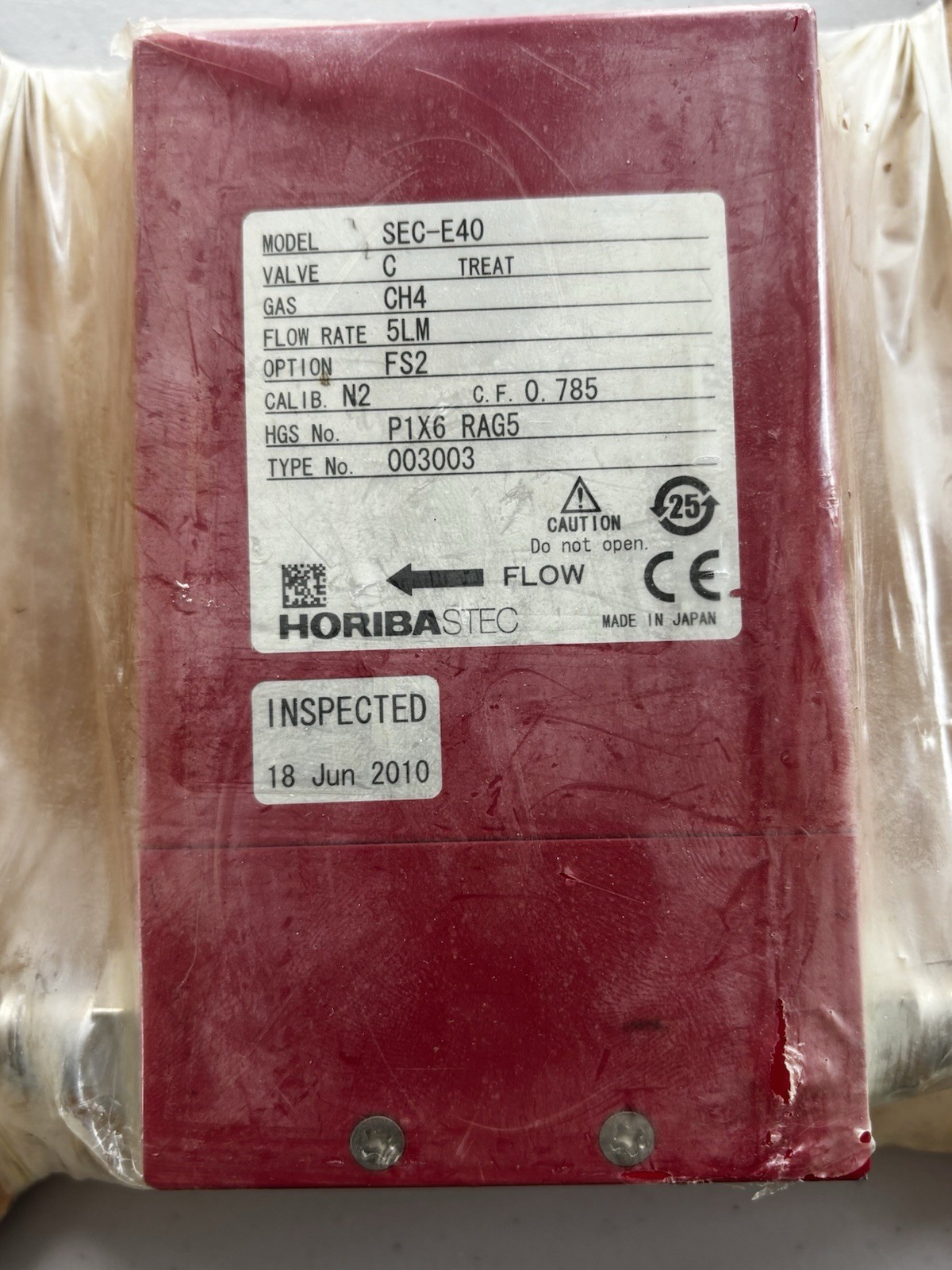 HoribaSTEC SEC-E40 Mass Flow Controller 5 L/Min Flow, CH4 Gas