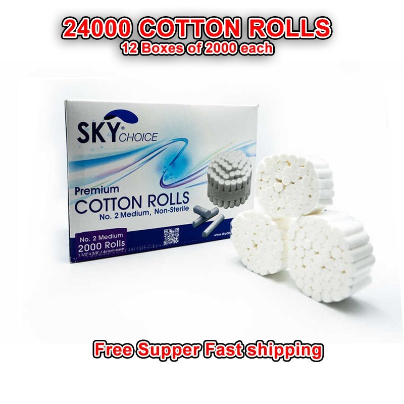 Dental Cotton Rolls Size #2 Medium Nonsterile, 3/8″ 24000/Package