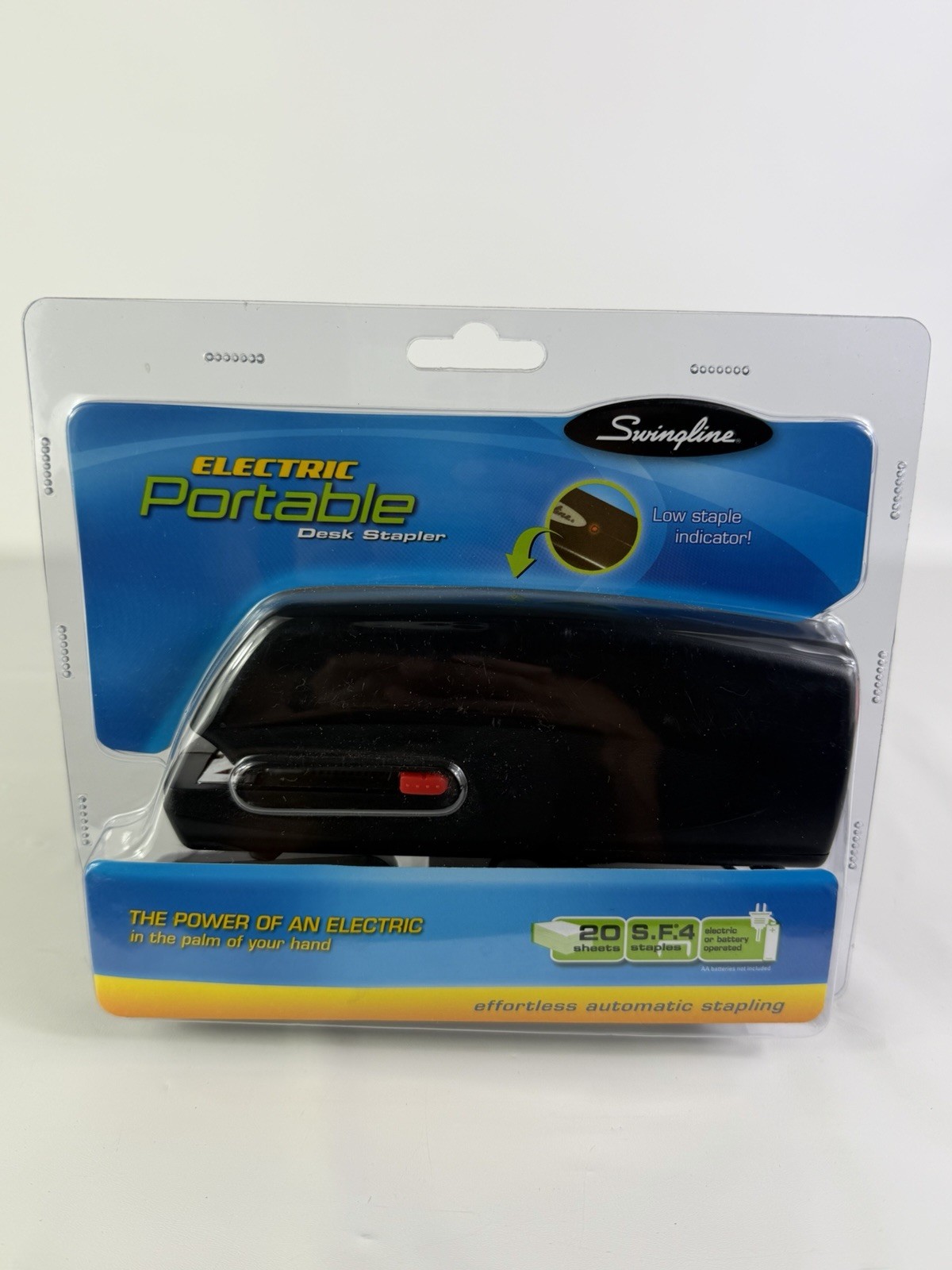 Swingline Electric Portable Desk Stapler, 20-Sheet Capacity, Battery or AC Power