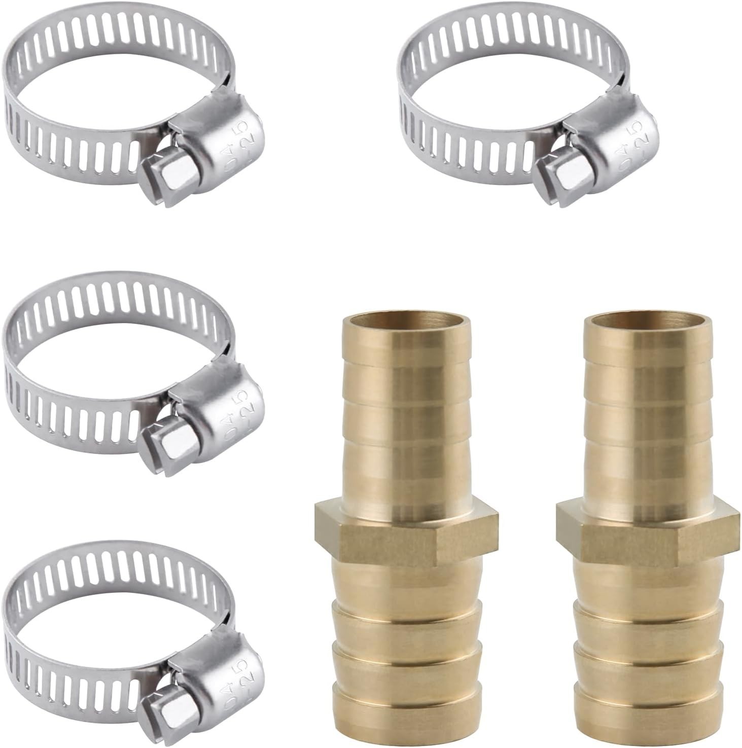 2 Pack Hose Barb Fittings Reducer, 5/8″ to 3/4″ Brass Hose Barb Reducer