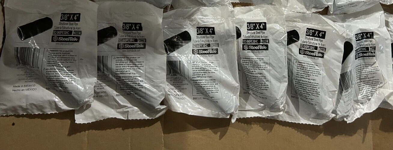 6-pack lot Steel-Tek 3/8″ x 4″ Nipple Structural Steel Pipe Black 582-040PE30HC