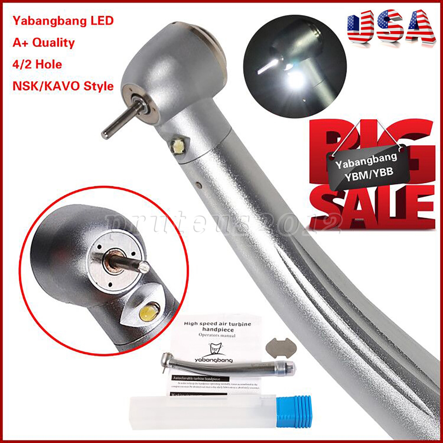 Estilo NSK Dental Pieza mano LED de alta velocidad Pana MAX EK LED 3 vías YBM
