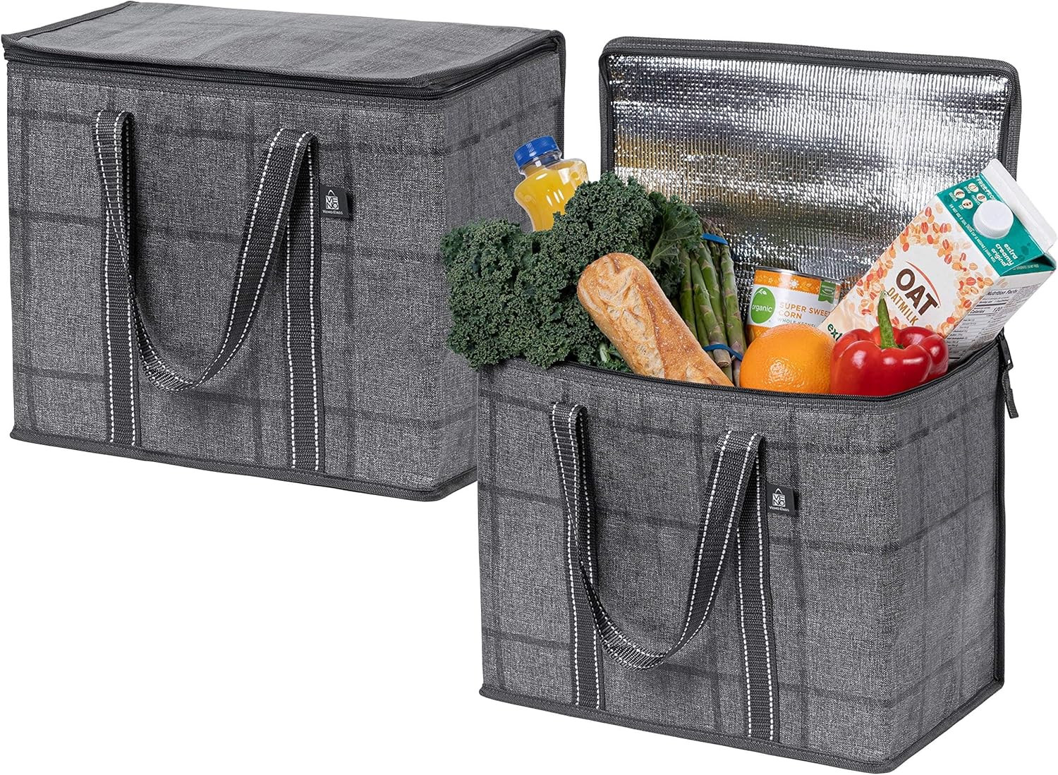 VENO 2 Pack Cooler Bag and Insulated Grocery Bags for Food Delivery, Collapsible
