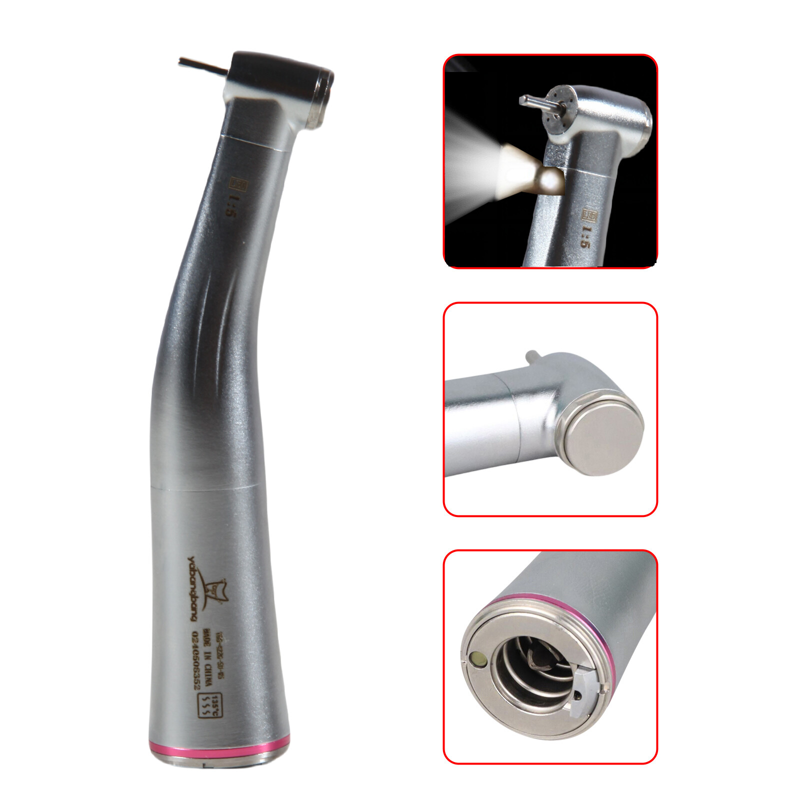 Pieza de Mano Dental 1:5 Aumento Contra Angulo Optico LED Fit NSK Motor Electric