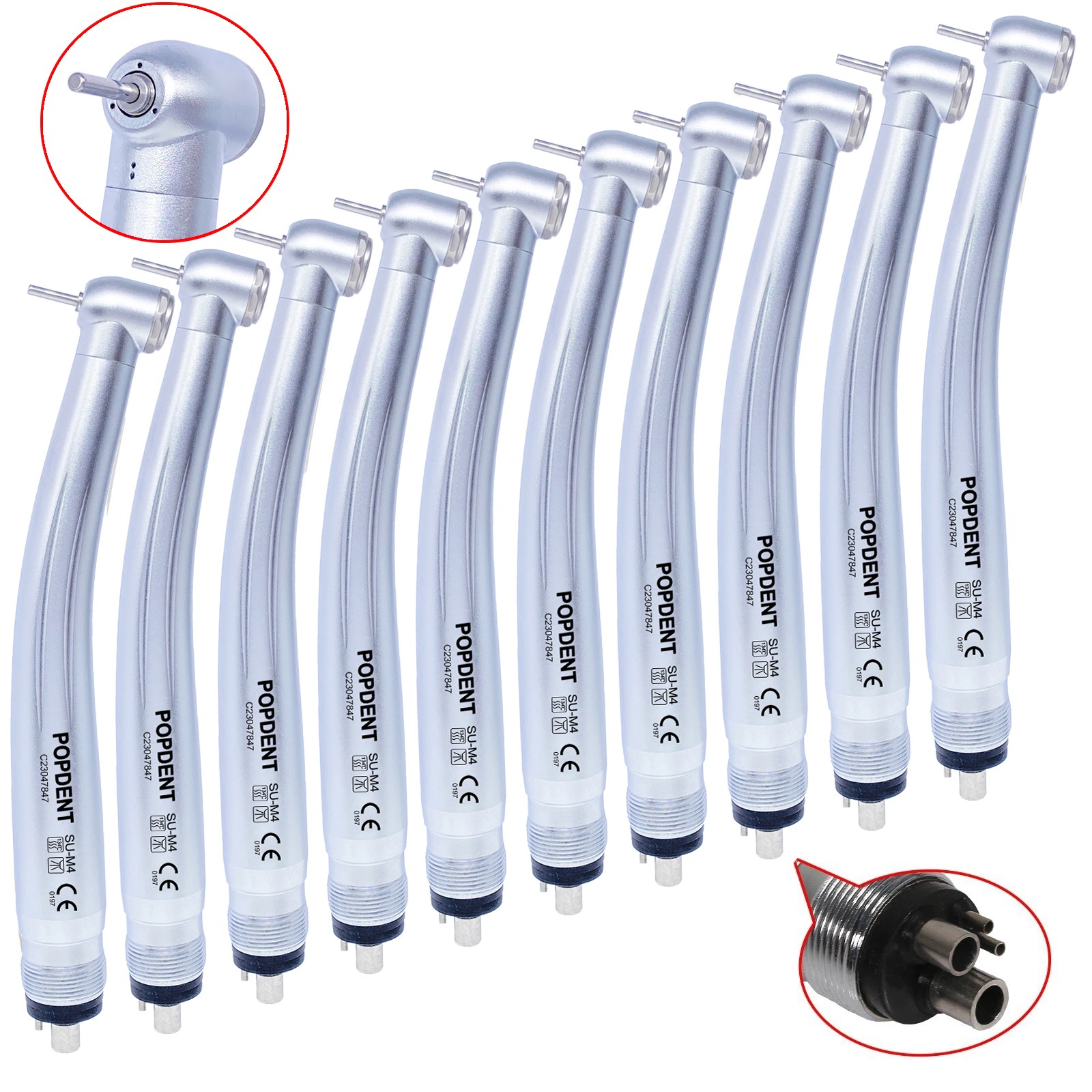 10Pcs POPDENT NSK PANA MAX Style Dental High Speed Handpiece Push Button 4 Hole