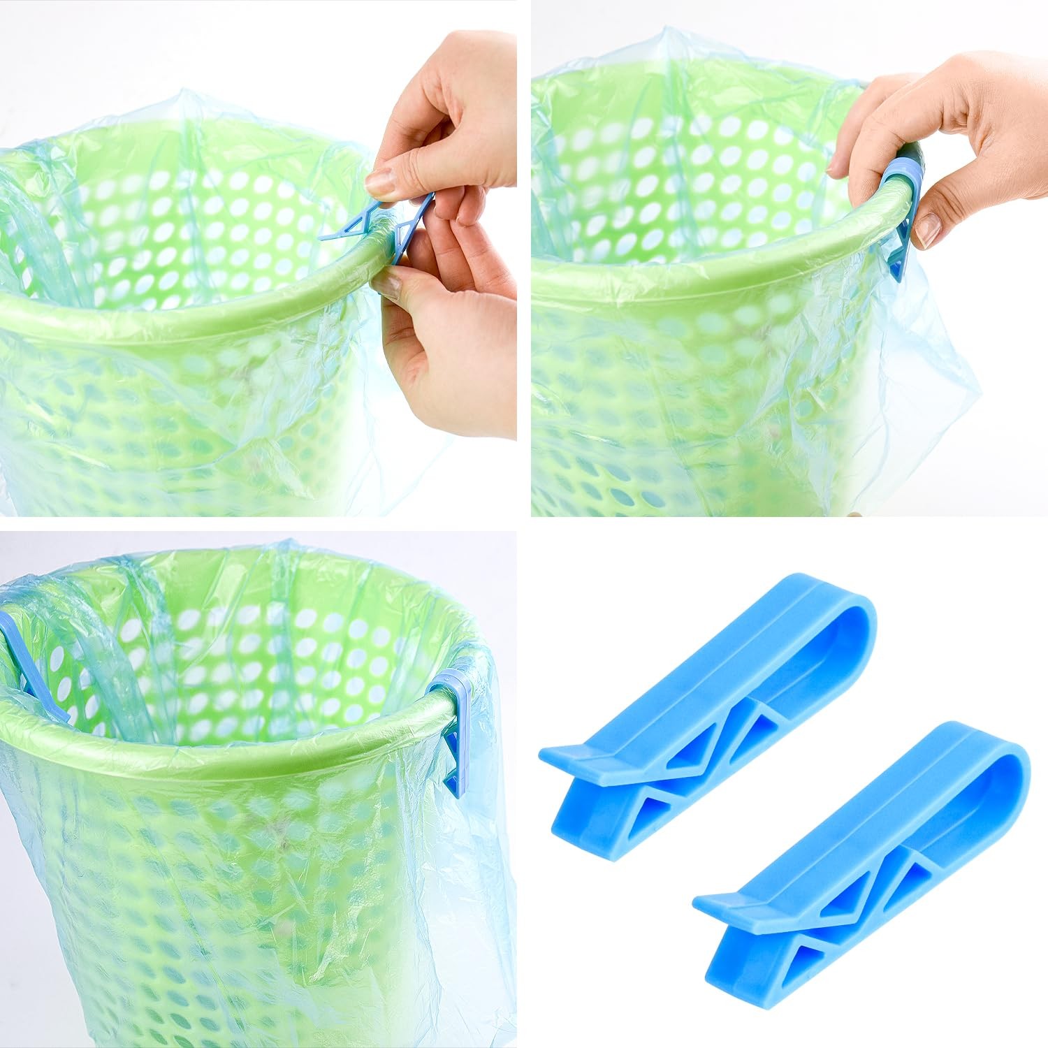 16 Pack Garbage Can Bands and Trash Bag Clips, 8Pcs Adjustable Large Trash Ca…