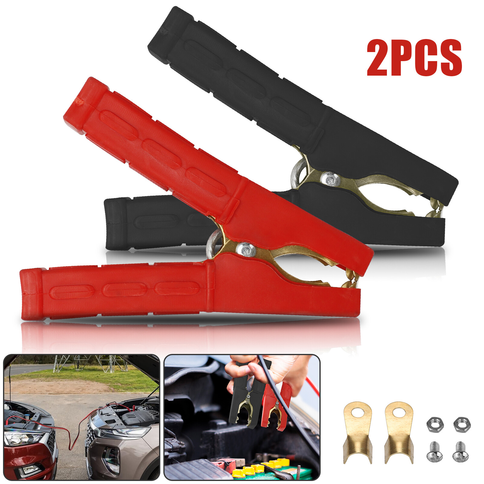 2PCS Car Cable Alligator Clips Crocodile Clip Battery Test Charger Clamps 500A