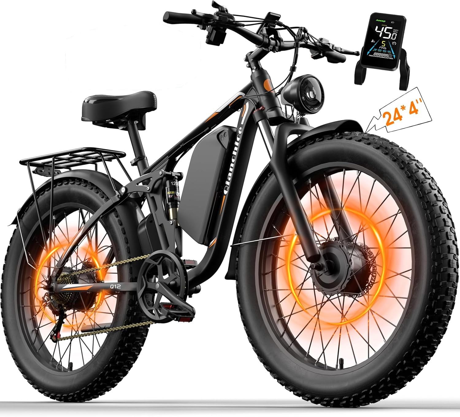 Qianchice 9000W Peak Dual Motor 52V 36Ah Electric Bicycle Long Range Fat Tire US