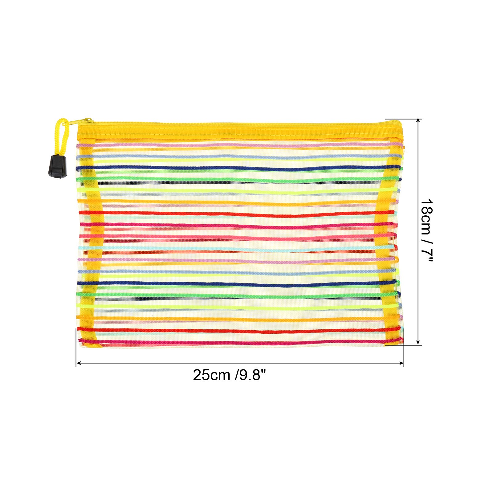 12Pcs Mesh Zipper Pouch, A5 Document Makeup Zipper Bag Travel Pouch, Yellow