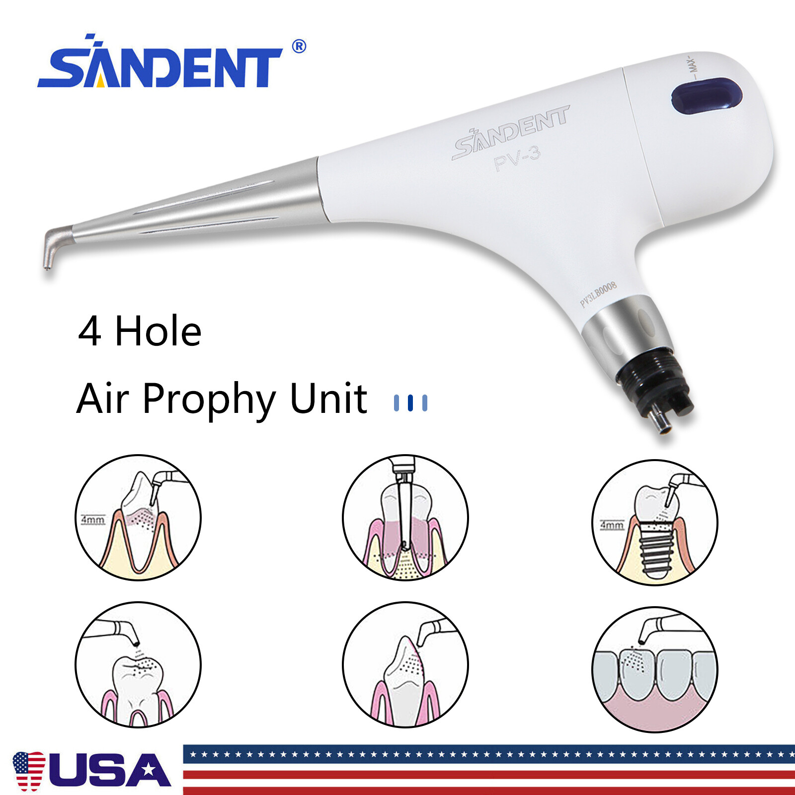 Dental Air Flow Teeth Polishing Polisher Handpiece Hygiene Air Prophy Jet 4 Hole