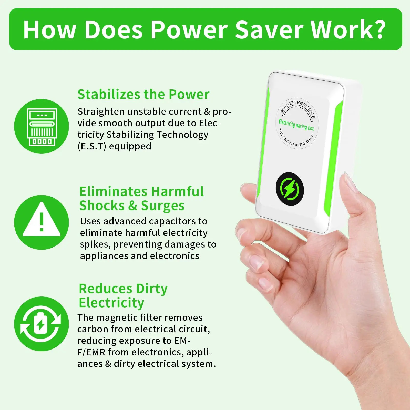 Eayburst StopWatt Electricity Saving Box Energy Saver Plug Saving Device for Hom