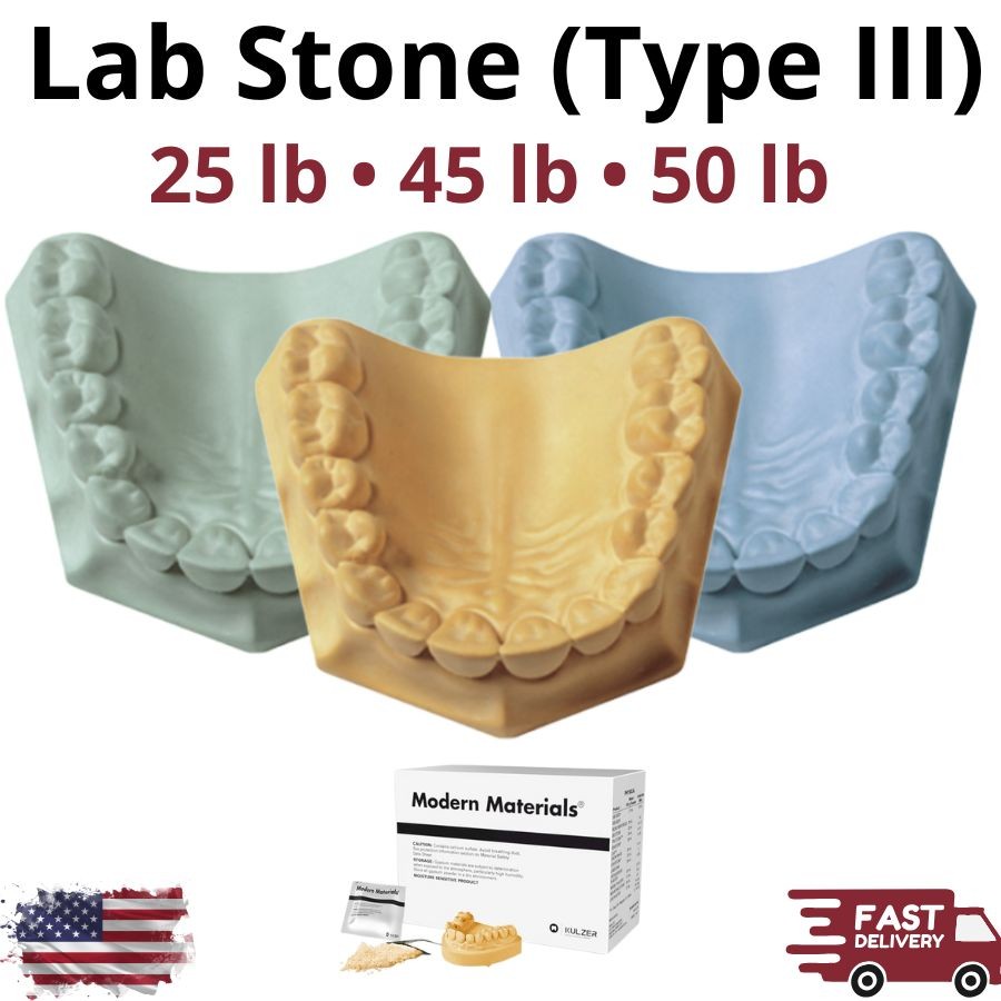 Modern Materials Lab Stone Type III 25-50lb Blue Buff Green Dental Gypsum Model