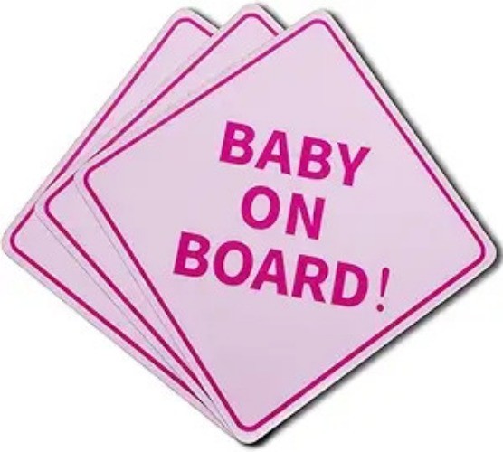 Magnetic “Baby On Board” Car Sign, Pink, 5″ x 5″, 3-Piece Set for Car, Truck, Va
