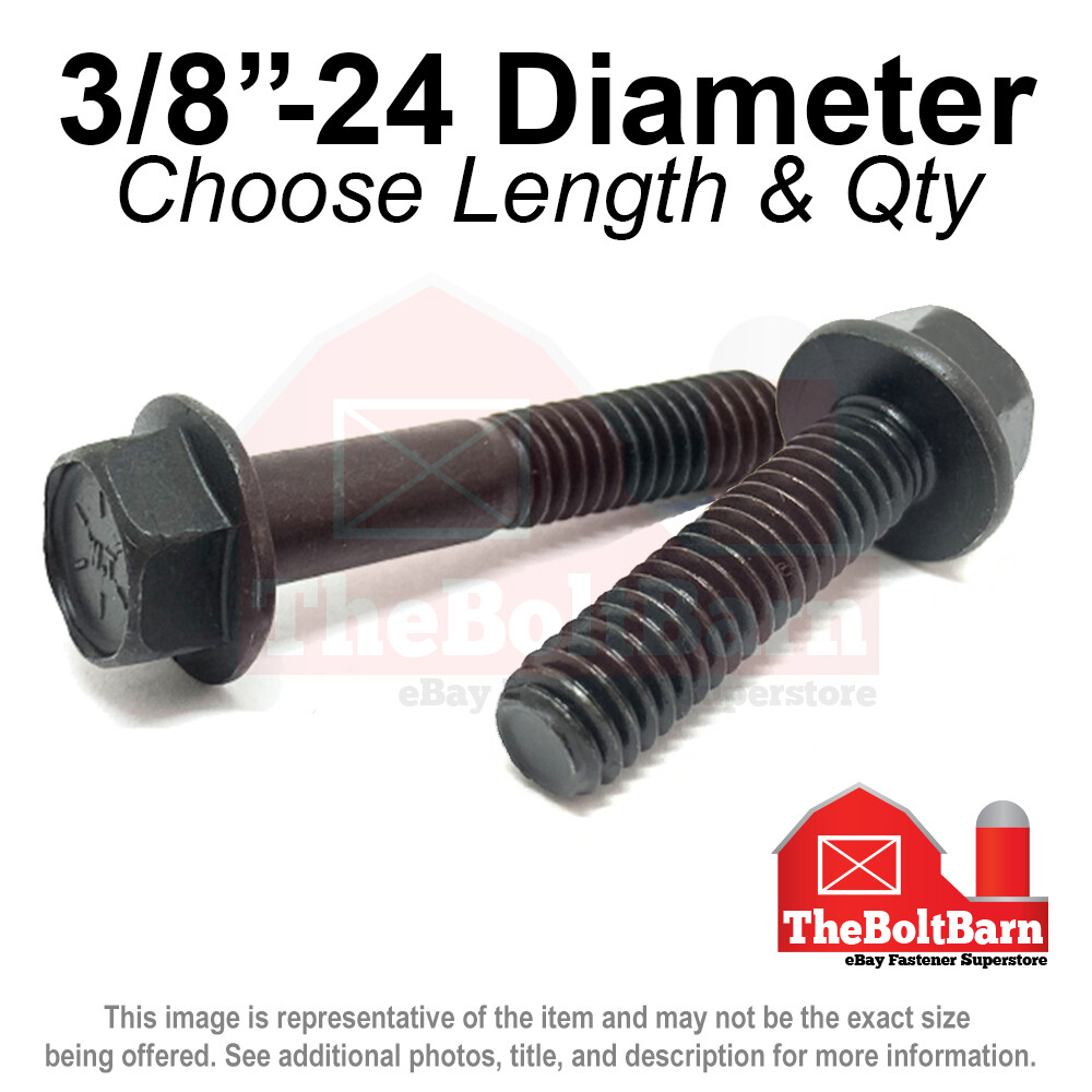 3/8″-24 Grade 8 Hex Flange Screws Frame Bolts Phos Oil (Pick Length & Qty)