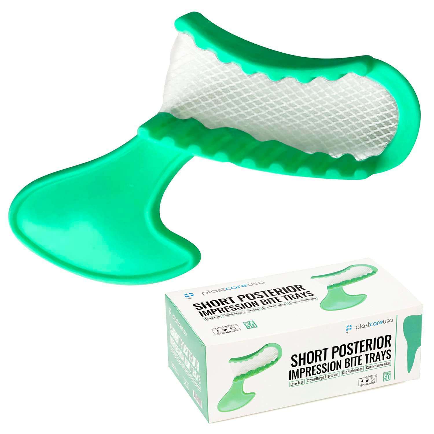 plastcareusa Bite Registration Trays, Short Posterior, Green, 50/Box