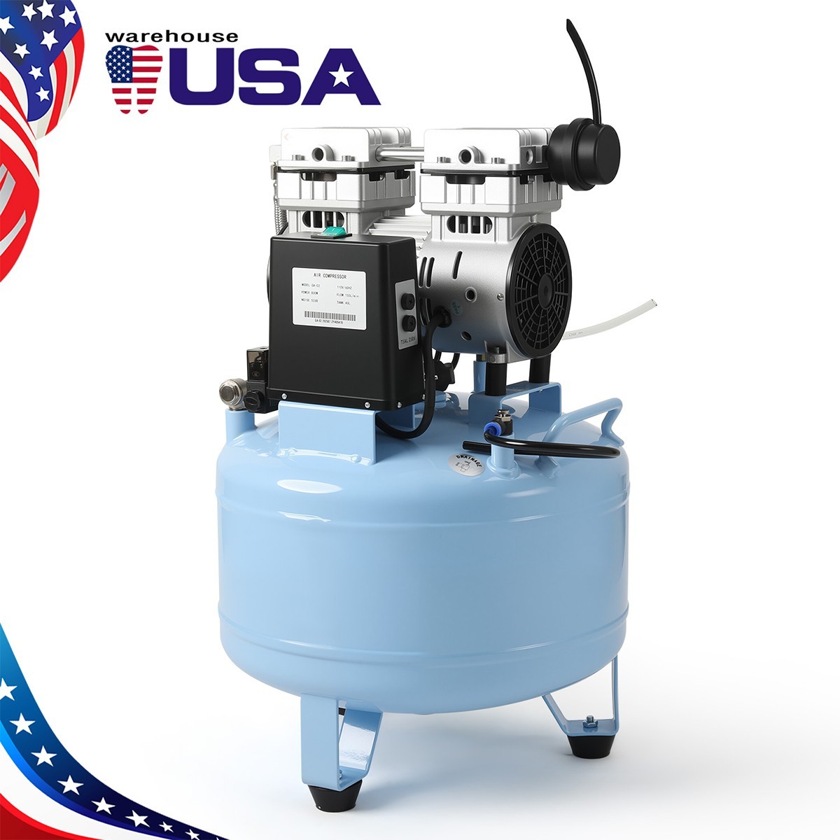 24L/40L Portable Dental Air Compressor Oil Free Silent Air Pump for Dental Use