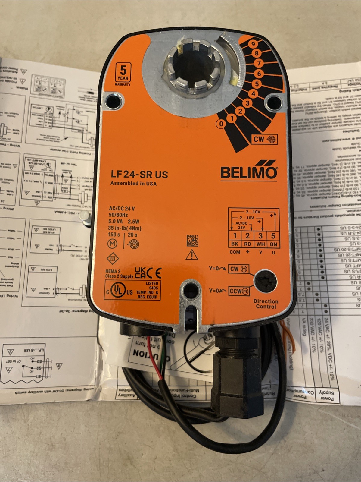 BELIMO LF24-SR US Spring Return Damper Actuator A/DC 24V 50/60Hz 5.0VA 2.5W