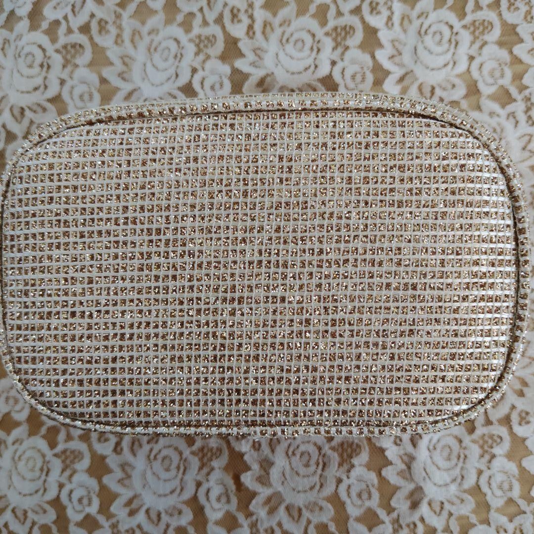 Christian Dior Dior Novelty Gold Pouch Cosmetic Bag Small Glitter New