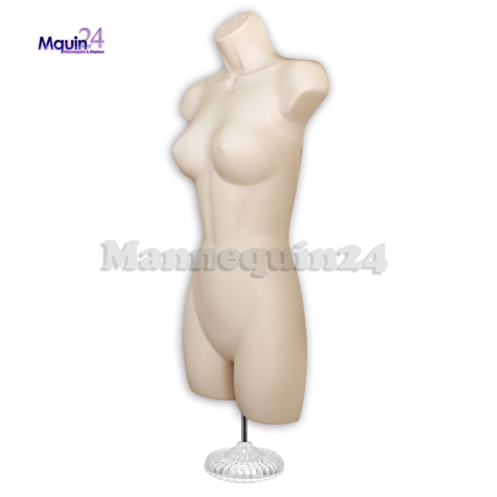 2 Pack Flesh Mannequins Female Torso Dress Form with 1 Stand & 2 Hangers