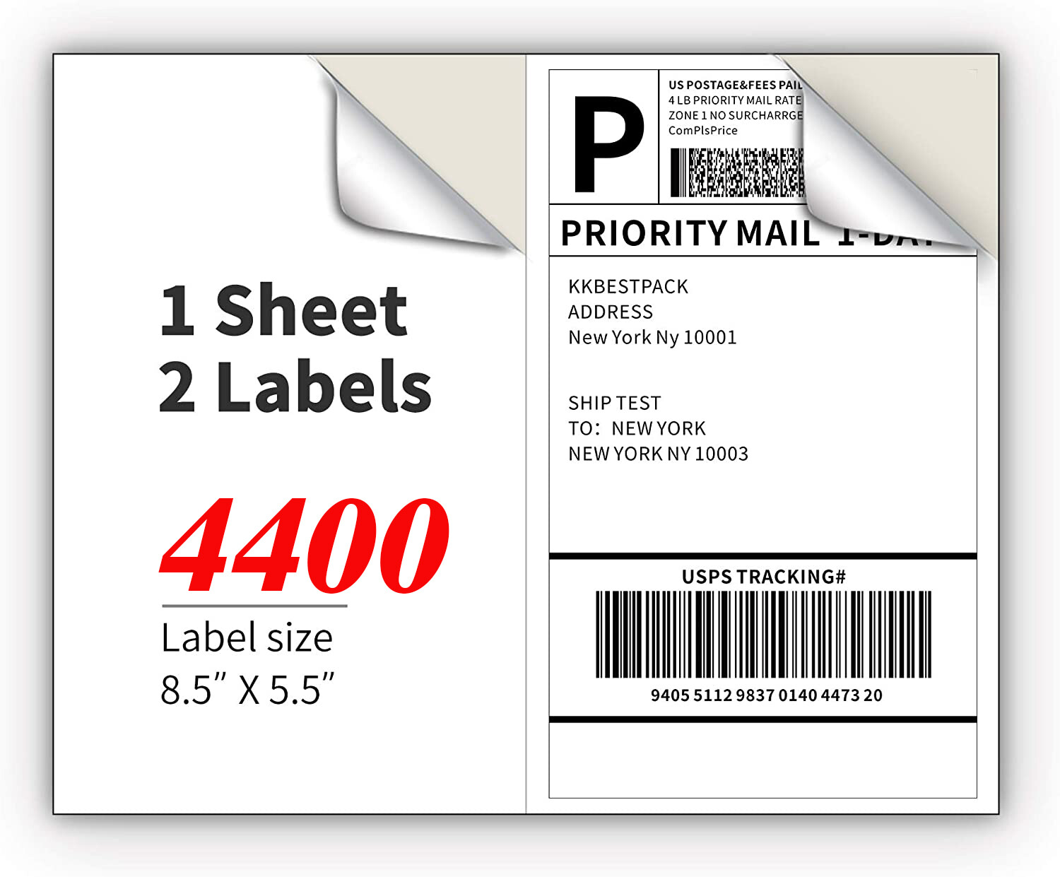 220-11000 Premium 8.5×5.5 Half Sheet Shipping Labels Self Adhesive 2 Per Sheet