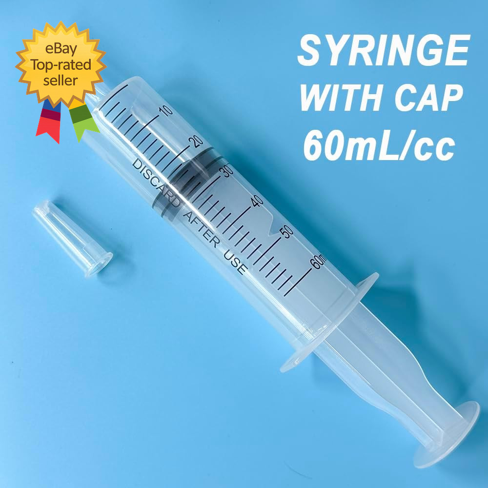4 Pack 60ml Large Plastic Syringe Tip Cap Sterile Sealed Liquid Dispensing Kit