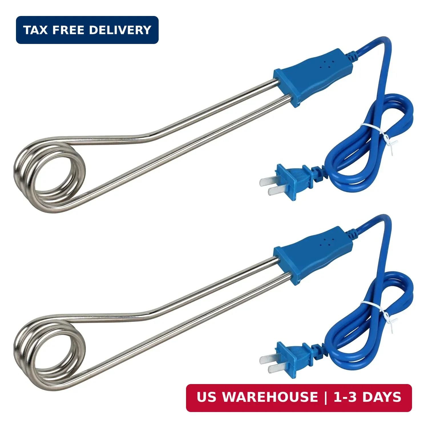 2-Pack Immersion Water Heater, 1500W 110V Portable Submersible Electric Heater f
