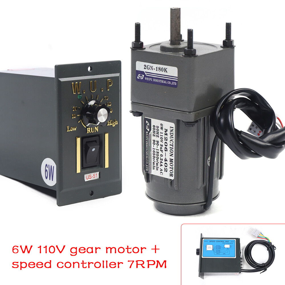 110V AC Electric Gear Motor & Variable Speed Reduction Controller 1:180 7.5RPM