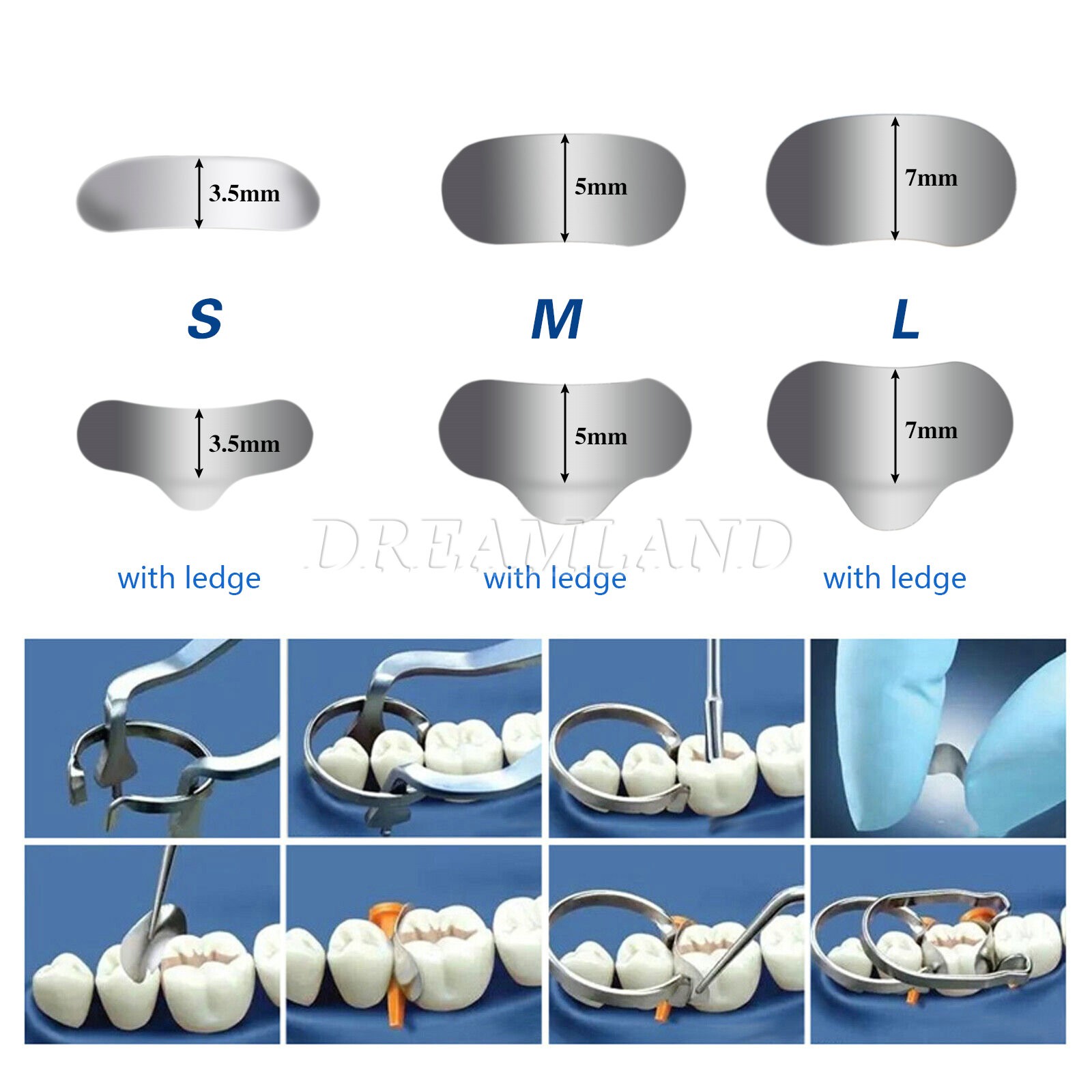 100 Pcs Dental Sectional Contoured Metal Matrices Refill Matrix Band Ledge 35um
