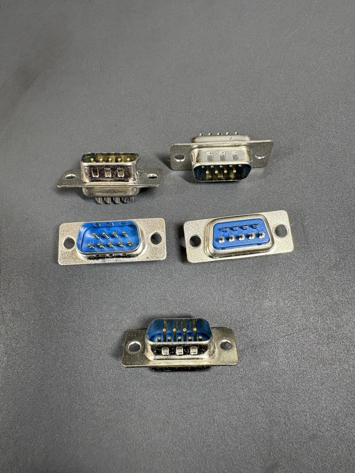 60x DB9 Female D-Sub 9 Pin Panel Mount Connector RS232 Solder Cup Metal Shell
