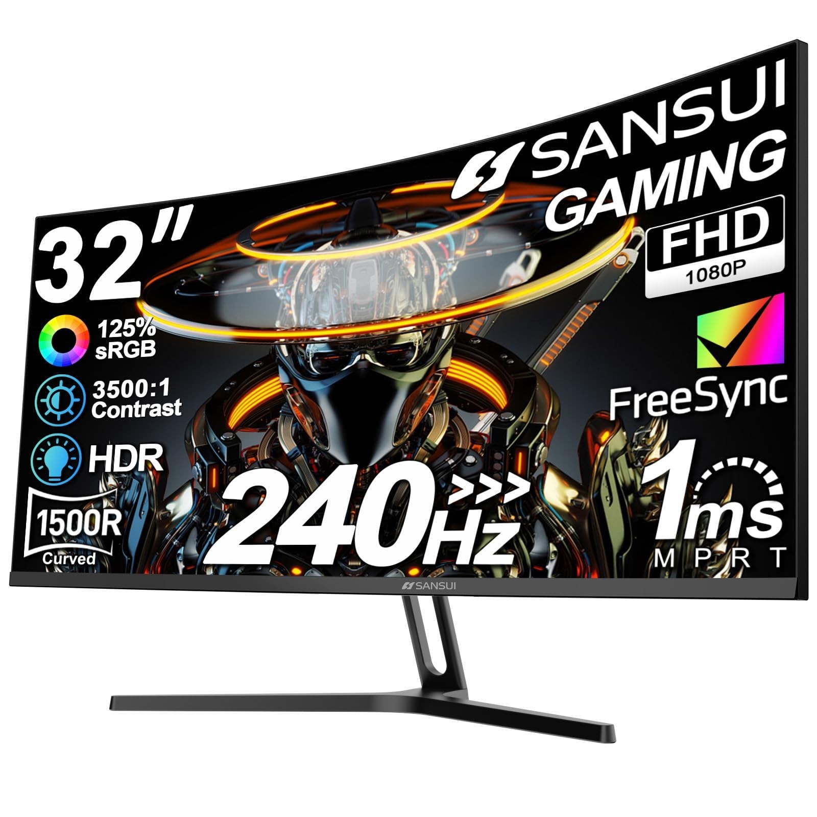 SANSUI 32 Inch Curved 240Hz Gaming Monitor High Refresh Rate, FHD 1080P Gamin…