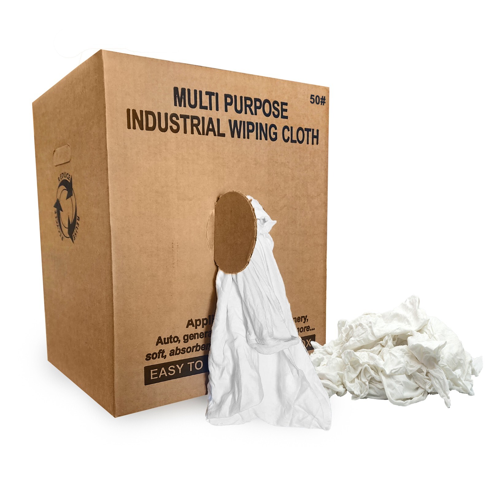 White Knit T-Shirt 100% Cotton Cleaning Rags 50 lbs. Box – Multipurpose Cleaning